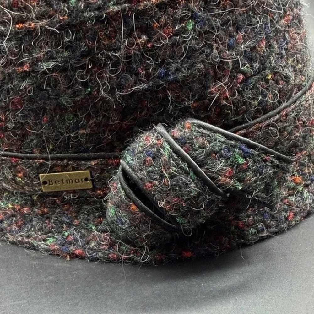 Betmar New York Ella Multi Color Confetti Tweed Cloche‎ Hat Side Knot B026H NEW